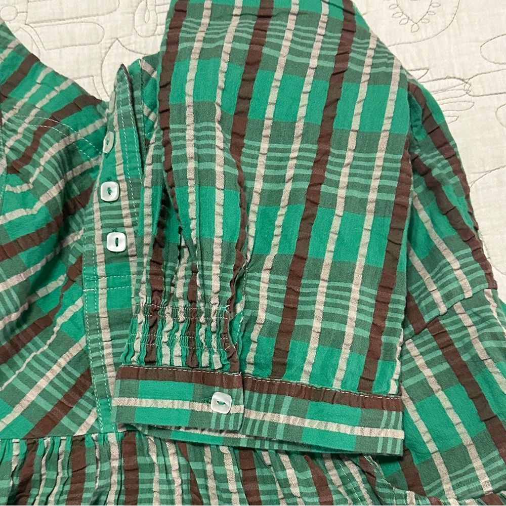 NWT Free People Tulie Plaid Midi Dress M - MSRP $168 Green Jade Combo - Picture 11 of 14